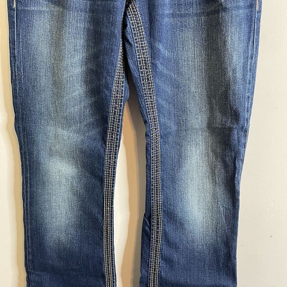 SEVEN FOR ALL MANKIND Sz 28 BLINGY EMBROIDERED POCKETS LOW RISE BABY BOOT JEANS - Picture 2 of 8